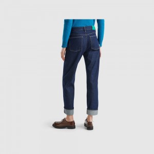 Jeans Benetton Straight cuffs Mujer Azules Oscuro | HGTPOF354