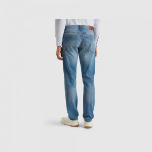 Jeans Benetton Straight fit Hombre Azules Claro | EVOCYB968