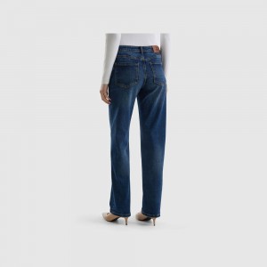 Jeans Benetton Straight leg Mujer Azules | BRJUQM983