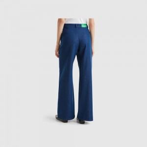 Jeans Benetton Wide fit viscose blend Mujer Azules | XNIQLR537