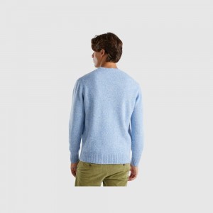 Jumps Benetton Shetland wool Hombre Azules Claro | NQTIME597