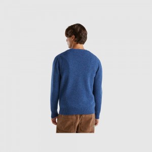 Jumps Benetton Shetland wool Hombre Azules | SUQPRX567