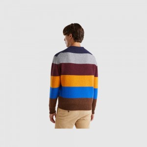 Jumps Benetton Striped pure Shetland wool Hombre Multicolor | ZHMEIT240