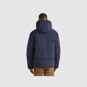 Light Jackets Benetton Padded hood Hombre Azules | UJVGLT469