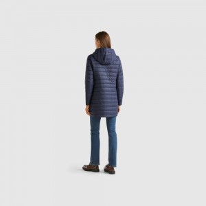 Light Jackets Benetton Padded with recycled wadding Mujer Azules Oscuro | IFZCXO267
