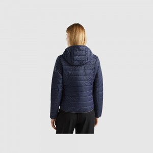 Light Jackets Benetton Puffer with recycled wadding Mujer Azules Oscuro | IKWGUE187