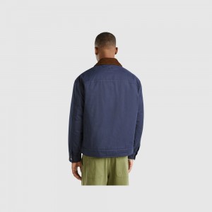 Light Jackets Benetton check lining Hombre Azules Oscuro | WLJZGR657