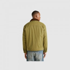 Light Jackets Benetton checked lining Hombre Verdes | MVYWGU685