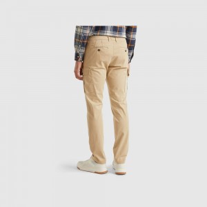 Pantalon Cargo Benetton Stretch cotton Hombre Beige | NOQLFX430