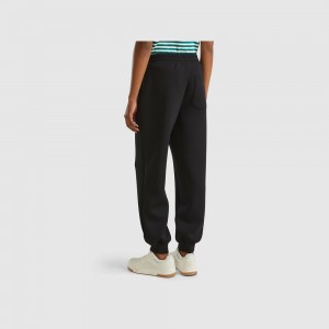 Pantalon Deportivo Benetton Flowy trousers with drawstring Mujer Negros | KWCVID561