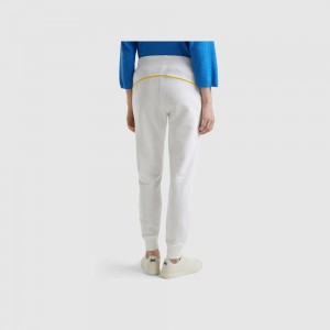 Pantalon Deportivo Benetton Joggers with drawstring Mujer Blancos | PYLHEN763