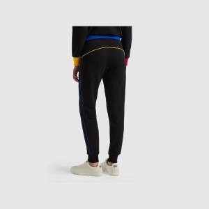 Pantalon Deportivo Benetton Joggers with drawstring Mujer Negros | PEODQF253