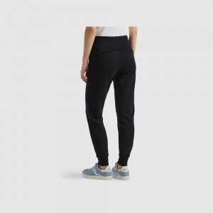 Pantalon Deportivo Benetton Joggers with drawstring Mujer Negros | RGSPXZ687