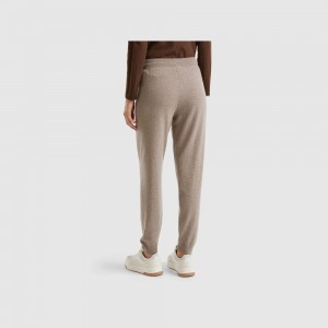 Pantalon Deportivo Benetton sporty trousers in cashmere blend Mujer Marrom | ONEDTG798