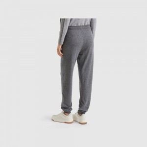 Pantalon Deportivo Benetton sporty trousers in cashmere blend Mujer Grises Oscuro | VZWCHY203