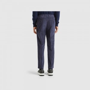 Pantalones Chinos Benetton Carrot fit in corduroy Hombre Azules Oscuro | EUFKSG846