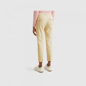 Pantalones Chinos Benetton Cropped stretch cotton Mujer Beige | FOSEVZ815
