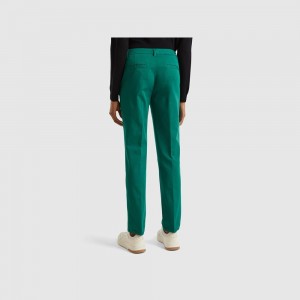 Pantalones Chinos Benetton Forest slim fit cotton Mujer Verdes Oscuro | GDNAKM638