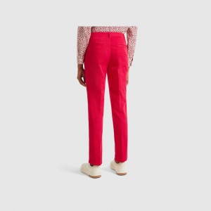 Pantalones Chinos Benetton Plum slim fit cotton Mujer Rojos Coral | FWURID092