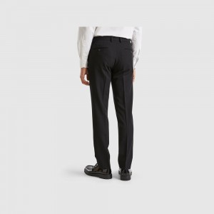 Pantalones Chinos Benetton Regular fit formal Hombre Negros | ATEIUR856