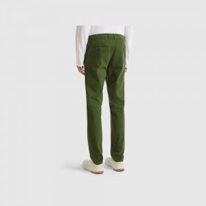 Pantalones Chinos Benetton Slim fit Hombre Verde Oliva Verdes | VGJEBZ932