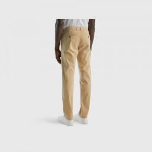 Pantalones Chinos Benetton Slim fit Hombre Beige | TGFNEP658