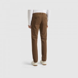 Pantalones Chinos Benetton Slim fit coffee Hombre Marrom | ZGBRCH382