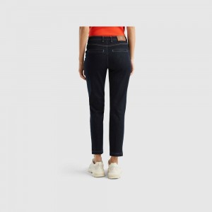 Pantalones Chinos Benetton Slim fit denim Mujer Azules Oscuro | DFACTP593