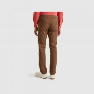 Pantalones Chinos Benetton Slim fit in stretch cotton Hombre Marrom | SVYBJG629