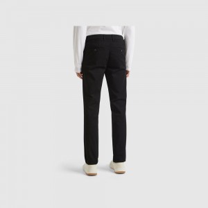 Pantalones Chinos Benetton Slim fit in stretch cotton Hombre Negros | RGHNDF940