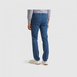 Pantalones Chinos Benetton Slim fit in stretch cotton Hombre Azules | ZSRDQI713