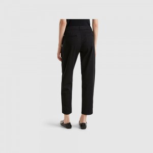 Pantalones Chinos Benetton Stretch cotton Mujer Negros | JZAGMX095