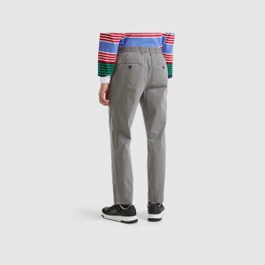 Pantalones Chinos Benetton Stretch cotton Hombre Grises | ZBICYL953