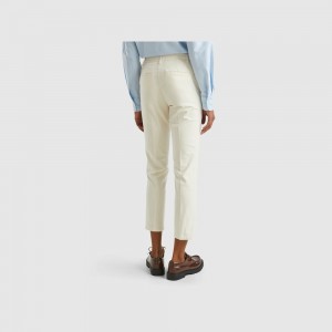 Pantalones Chinos Benetton Stretch velvet Mujer Blancos | AFXVMP862