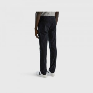 Pantalones Chinos Benetton slim fit chino Hombre Negros | TNJMEP491