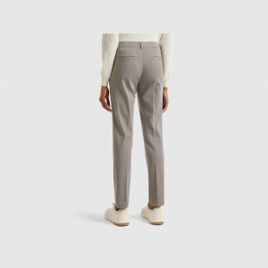 Pantalones Chinos Benetton slim fit cotton Mujer Grises | LYSMCA905