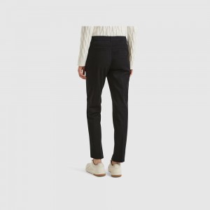 Pantalones Chinos Benetton slim fit cotton Mujer Negros | MEGOYU495