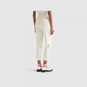 Pantalones Chinos Benetton velvet with stretch waist Mujer Blancos | PERCSM107