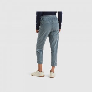 Pantalones Chinos Benetton velvet with stretch waist Mujer Grises Oscuro | DMIWTR237