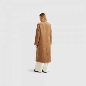 Parka Benetton Double-breasted velvet trench coat Mujer Marrom | MOGRDE724