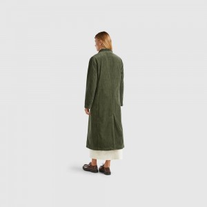 Parka Benetton Double-breasted velvet trench coat Mujer Verdes | ZLTMXB701