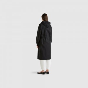 Parka Benetton cotton and nylon Rain Defender blend Mujer Negros | XIQWSB495