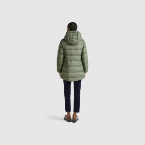 Puffer Jackets Benetton Long recycled down Mujer Verdes | WIRUKB597