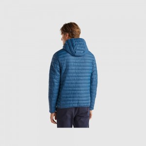 Puffer Jackets Benetton Padded recycled wadding Hombre Azules | PVURGO582