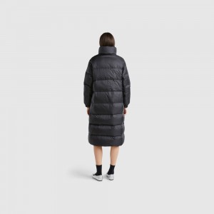 Puffer Jackets Benetton Real feather padded down Mujer Negros | ZJOIQE245