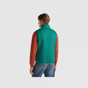 Puffer Jackets Benetton Sleeveless recycled wadding Hombre Verdes Oscuro | INXKPL143