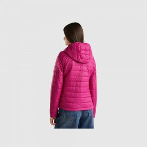 Puffer Jackets Benetton recycled wadding Mujer Negros | IQFPSZ045