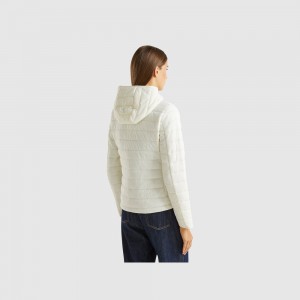 Puffer Jackets Benetton recycled wadding Mujer Blancos | LRDWQM780