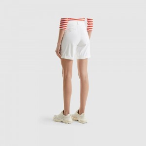 Short Benetton Bermudas in stretch cotton Mujer Blancos | LVGTHC079