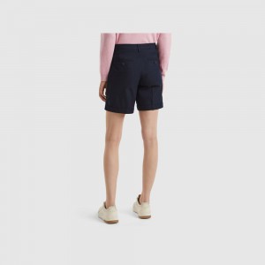 Short Benetton Bermudas in stretch cotton Mujer Azules Oscuro | WULRHF816